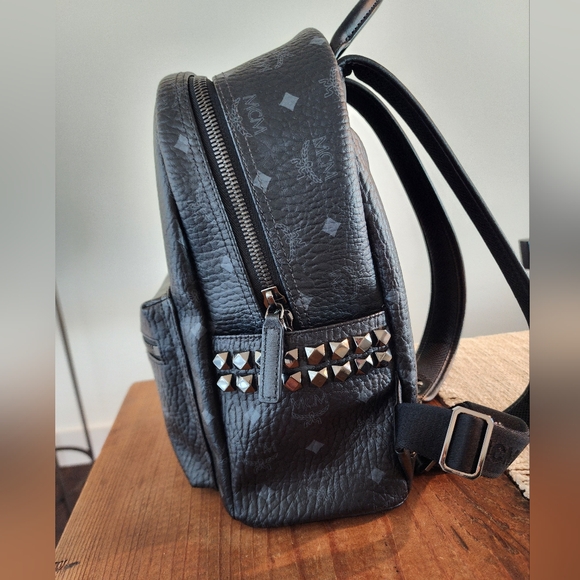 MCM Visetos Small Side Stud Backpack Black - Picture 6 of 15